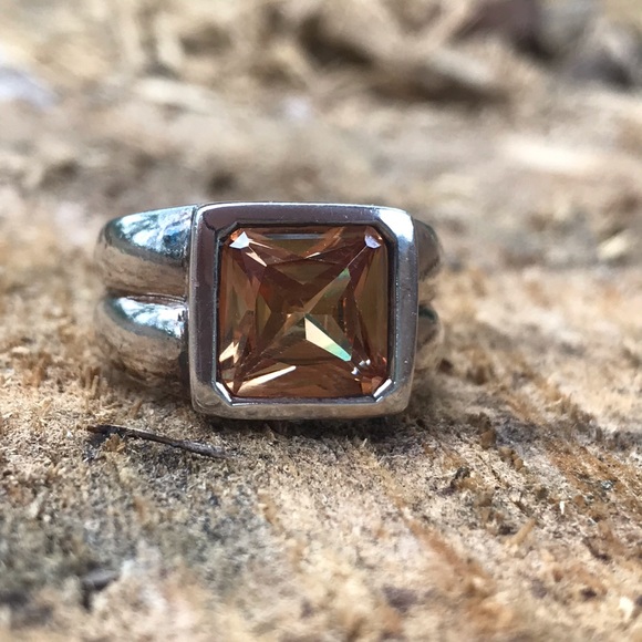 CZ Yellow Sterling Silver Men’s Ring - Picture 4 of 8